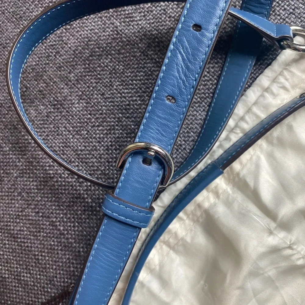 Genuine Coach Kristin Woven Leather Blue Hobo Crossbody Shoulder Bag & Dust Bag